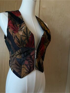 Rare Snap Suede Patchwork Zip Vest